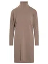 Fabiana Filippi Taupe Knitted Turtleneck Dress In Neutral