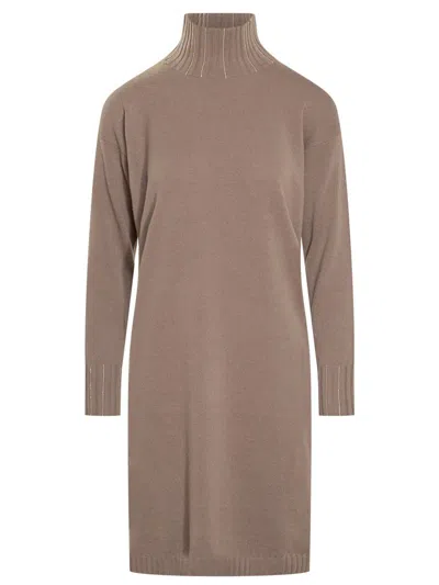 FABIANA FILIPPI FABIANA FILIPPI FABIANA FILIPPI TAUPE KNITTED TURTLENECK DRESS