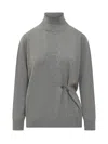 Fabiana Filippi Turtleneck With Side Draping In Gray