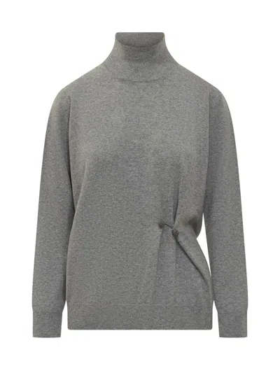 Fabiana Filippi Turtleneck With Side Draping In Gray