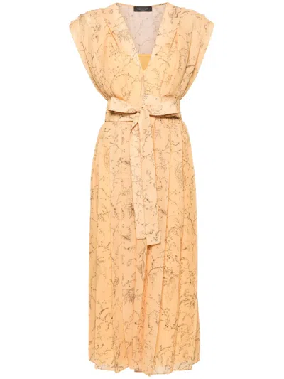 Fabiana Filippi Fabula-print Pleated Dress In Yellow