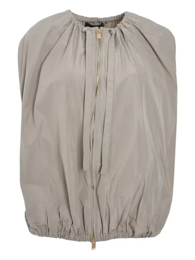 Fabiana Filippi Faille Bomber Jacket In Neutral