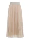 Fabiana Filippi Flowing Pleated Maxi Skirt With Elastic Waistband In Pink