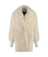 Fabiana Filippi Luxurious Shearling Overcoat With Sequin Embellishments In Nude