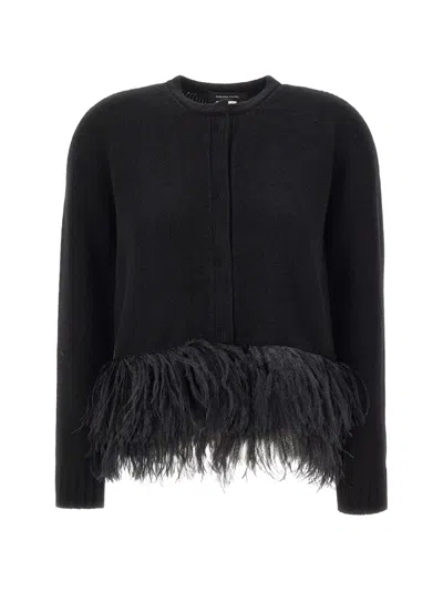 Fabiana Filippi Feather-trim Cardigan In Black