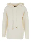 Fabiana Filippi White Hoodie With Drawstring Hood In Wool Blend Woman In Neutral