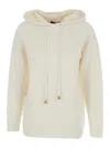 Fabiana Filippi White Hoodie With Drawstring Hood In Wool Blend Woman In White