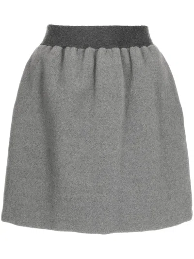 Fabiana Filippi Felted A-line Wool Miniskirt In Grey
