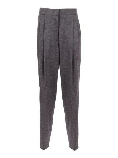 Fabiana Filippi Felted Wool Pleated Trousers With Filo Diamante Detail In Gray