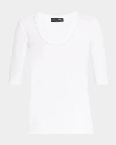 Fabiana Filippi Filo Diamante-trim Jersey T-shirt In White