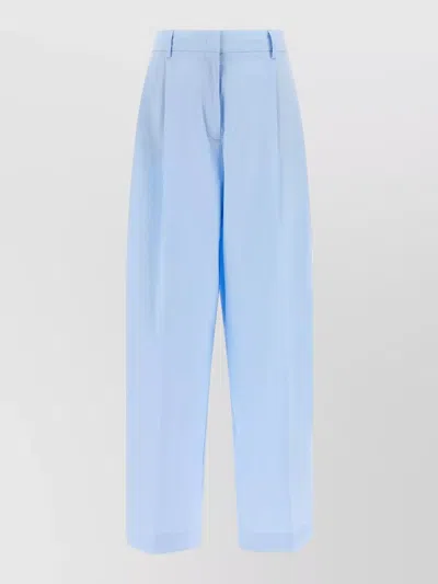 Fabiana Filippi Filo Diamante Trousers Pleats Belt Loops Pockets In Blue