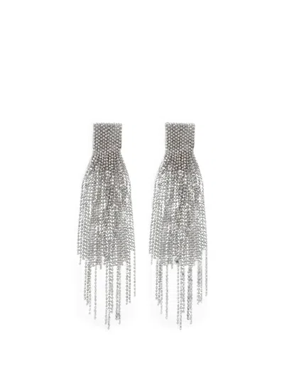 Fabiana Filippi Filo Fringe-detail Mesh-effect Earrings In Silver