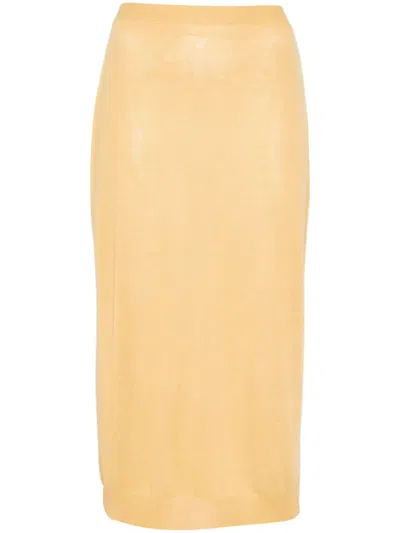 Fabiana Filippi Fine-knit Midi Skirt In Yellow