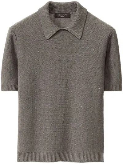 Fabiana Filippi Fine-knit Polo Top In Grey