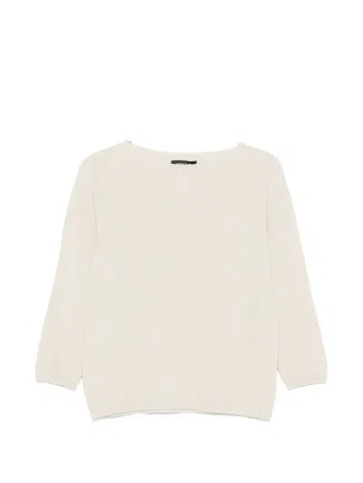 Fabiana Filippi Fine-knit Three-quarter Sleeve Sweater In Neutral