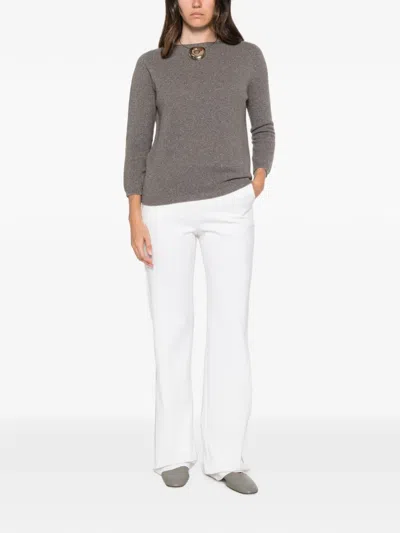 Fabiana Filippi Fine-knit Three-quarter Sleeve Sweatshirt In Gray