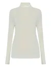 Fabiana Filippi Finely Ribbed Long-sleeved Top With Roll Neck In White