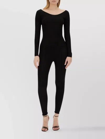 Fabiana Filippi Fitted Long Sleeve Scoop Neck Dress In Black