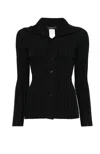 Fabiana Filippi Ribbed Fitted Top With Button-down Front In Black
