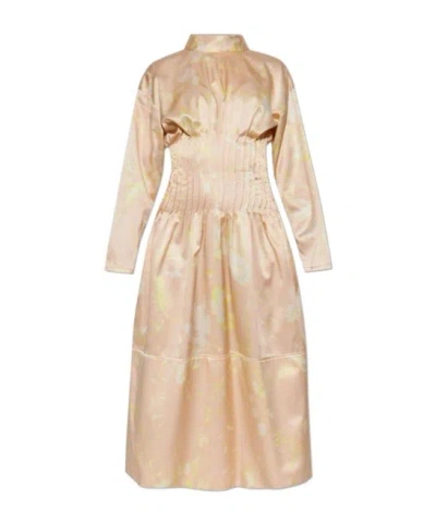 Fabiana Filippi Fitted Waist Floral Printed Midi Dress In Neutral