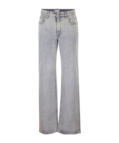 Fabiana Filippi Five-pocket Denim Trousers With Diamond Detailing In Gray