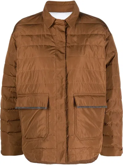 Fabiana Filippi Flap-pocket Padded Jacket In Brown