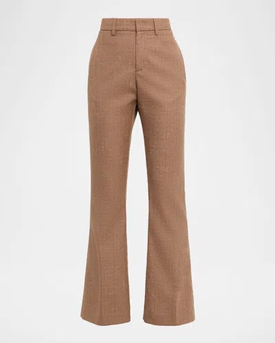 Fabiana Filippi Flare-leg Plaid Trousers In Brown