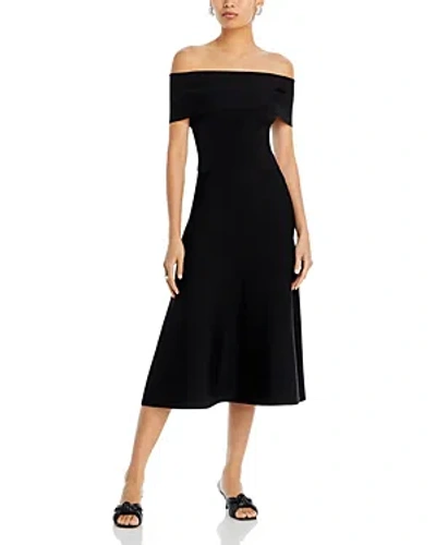 Fabiana Filippi Off-shoulder A-line Knit Midi Dress In Black