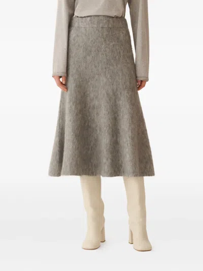 Fabiana Filippi Flared Knitted Midi Skirt In Gray
