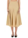 Fabiana Filippi Viscose Linen Flared Skirt In Sabbia In Brown