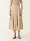 Fabiana Filippi Viscose Linen Flared Skirt In Sabbia In Brown