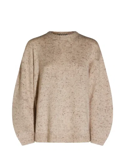 Fabiana Filippi Flecked-knit Crew-neck Sweater In Gold
