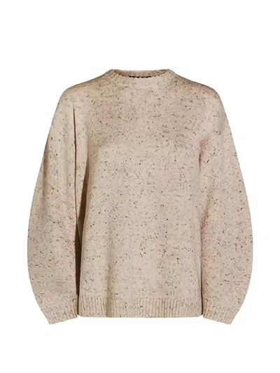 Fabiana Filippi Flecked-knit Crew-neck Sweater In Gold