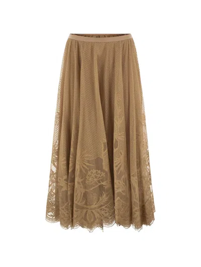 Fabiana Filippi Floral-lace Midi Skirt In Neutrals