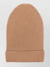 Fabiana Filippi Folded Cuff Ribbed Texture Hat In Brown