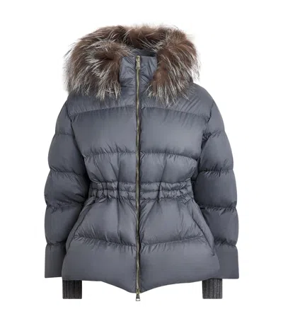 Fabiana Filippi Fox Fur-trim Puffer Jacket In Gray