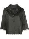 Fabiana Filippi Linen Jacket With Fringes In Grey