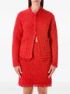 Fabiana Filippi Textured Knit Jacket Frayed Edges In Red
