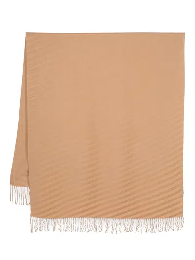 Fabiana Filippi Frayed-edge Pleated Scarf In Brown