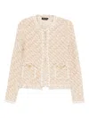Fabiana Filippi Textured Wool Blend Long Sleeve Jacket In Neutral