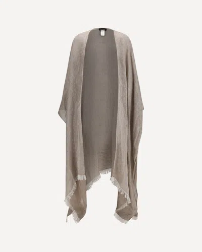 Fabiana Filippi Frayed Linen Cape In Brown