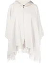 Fabiana Filippi Frayed Long-sleeved Poncho In Grey