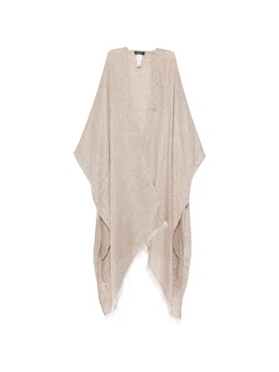 Fabiana Filippi Frayed Poncho In Brown