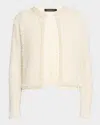 Fabiana Filippi Fringe-trim Sequin Tweed Cardigan In Biancocitrino
