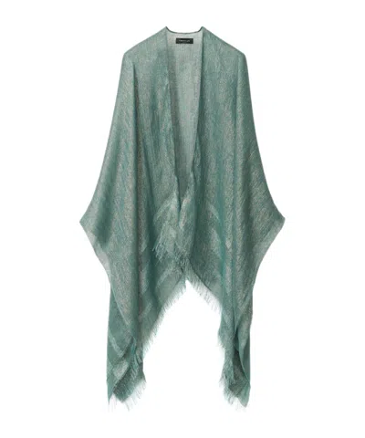 Fabiana Filippi Fringed Cape In Green
