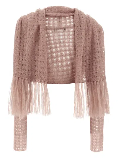 Fabiana Filippi Fringed Crocheted Cardigan In Neutral