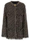 Fabiana Filippi Fringed Jacket In Wool Blend In Black
