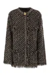Fabiana Filippi Fringed Jacket In Wool Blend In Multi