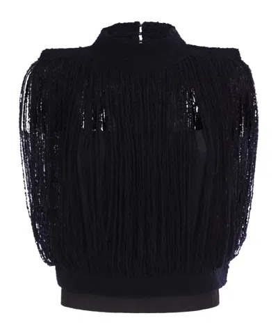 Fabiana Filippi Fringed Knit Top In Black