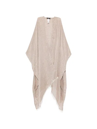 Fabiana Filippi Fringed Linen Poncho In Multi